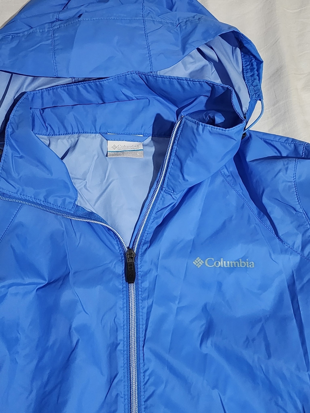 Columbia Switchback III Blue Hooded Rain Jacket - Womens Size Large